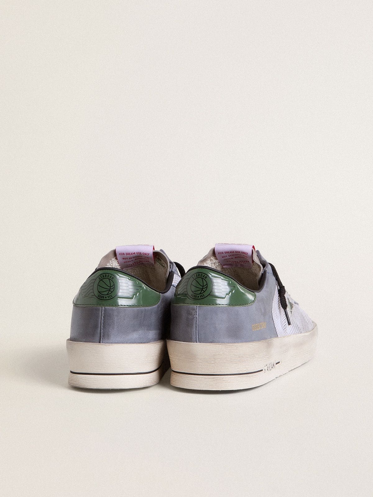 Men's Stardan in powder-blue suede with green leather star and heel tab - Golden Goose Men