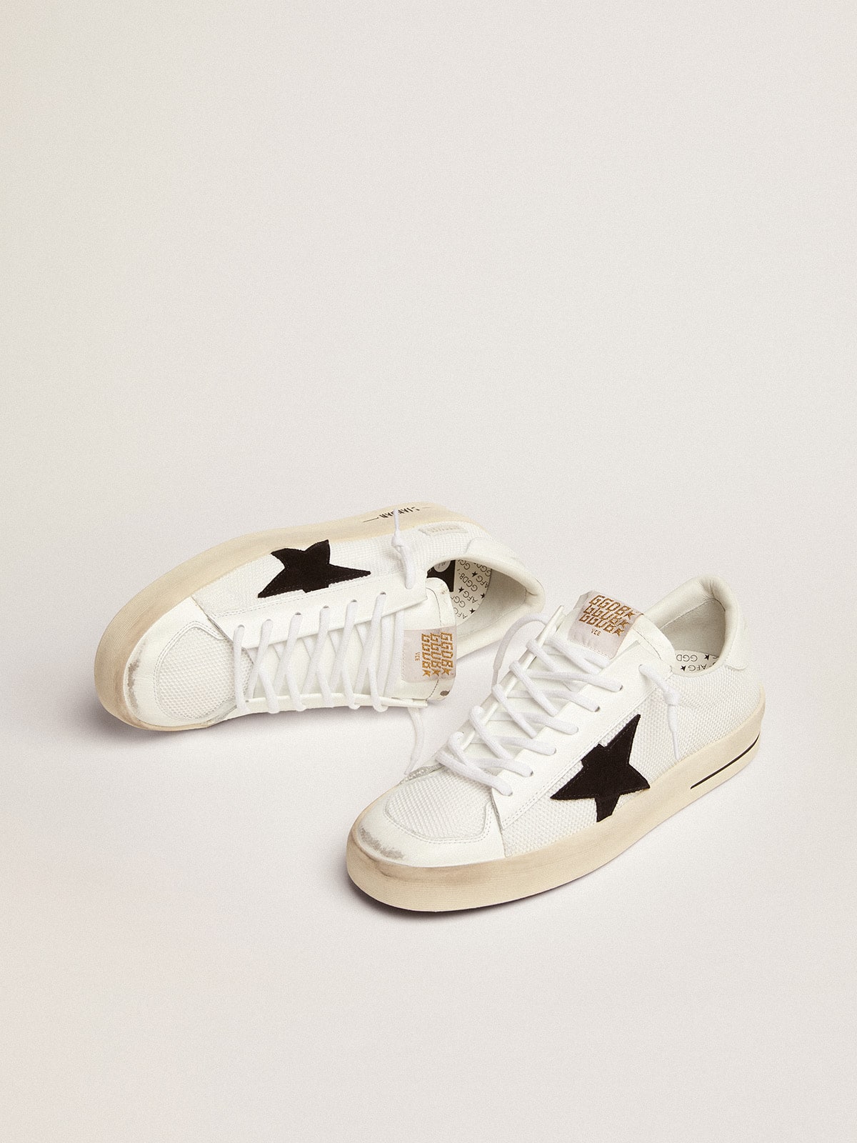 Men's Stardan in white mesh with black suede star - Golden Goose Men