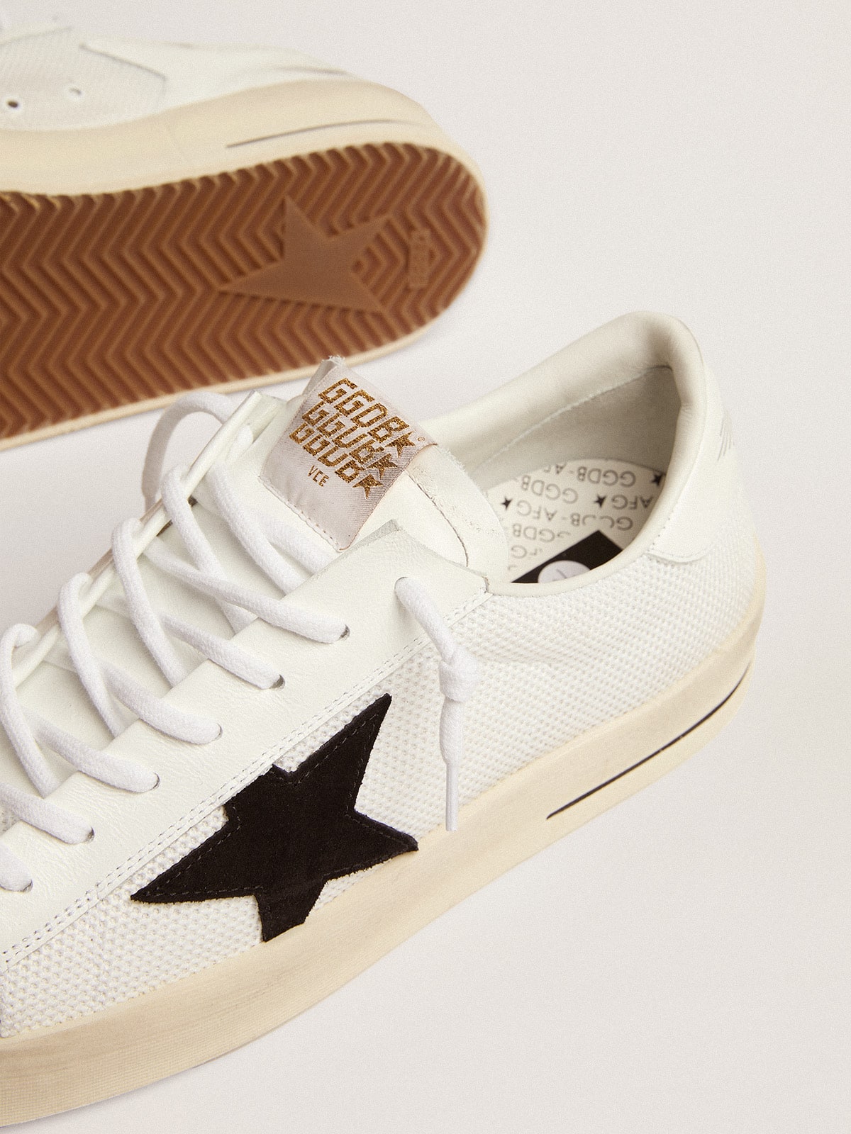 Men's Stardan in white mesh with black suede star - Golden Goose Men