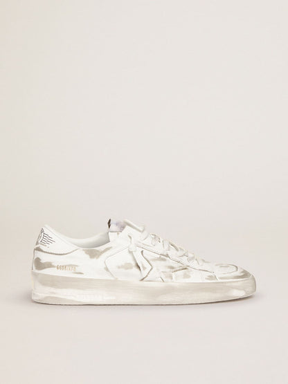 Stardan in white leather with white leather star and heel tab - Golden Goose Men