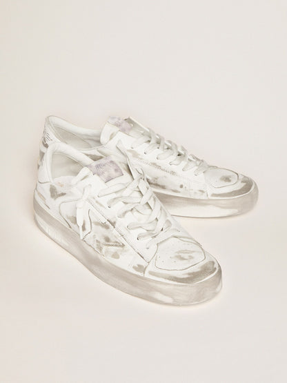 Stardan in white leather with white leather star and heel tab - Golden Goose Men