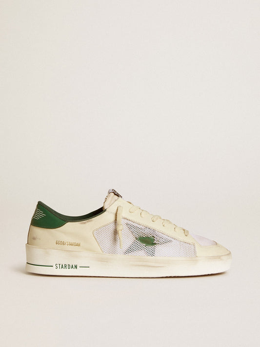 Stardan in white suede and mesh with green leather star and heel tab - Golden Goose Men