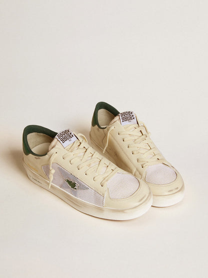 Stardan in white suede and mesh with green leather star and heel tab - Golden Goose Men