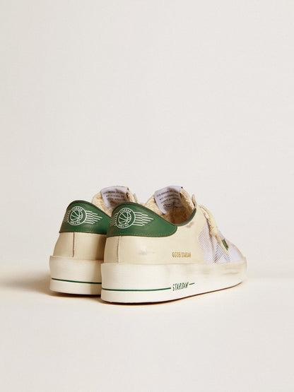 Stardan in white suede and mesh with green leather star and heel tab - Golden Goose Men