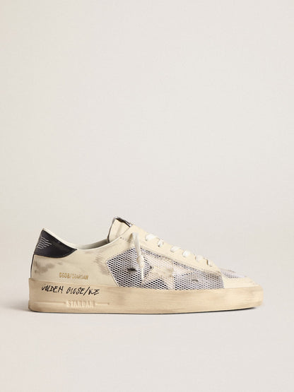 Stardan in white leather and mesh with white leather star - Golden Goose Men