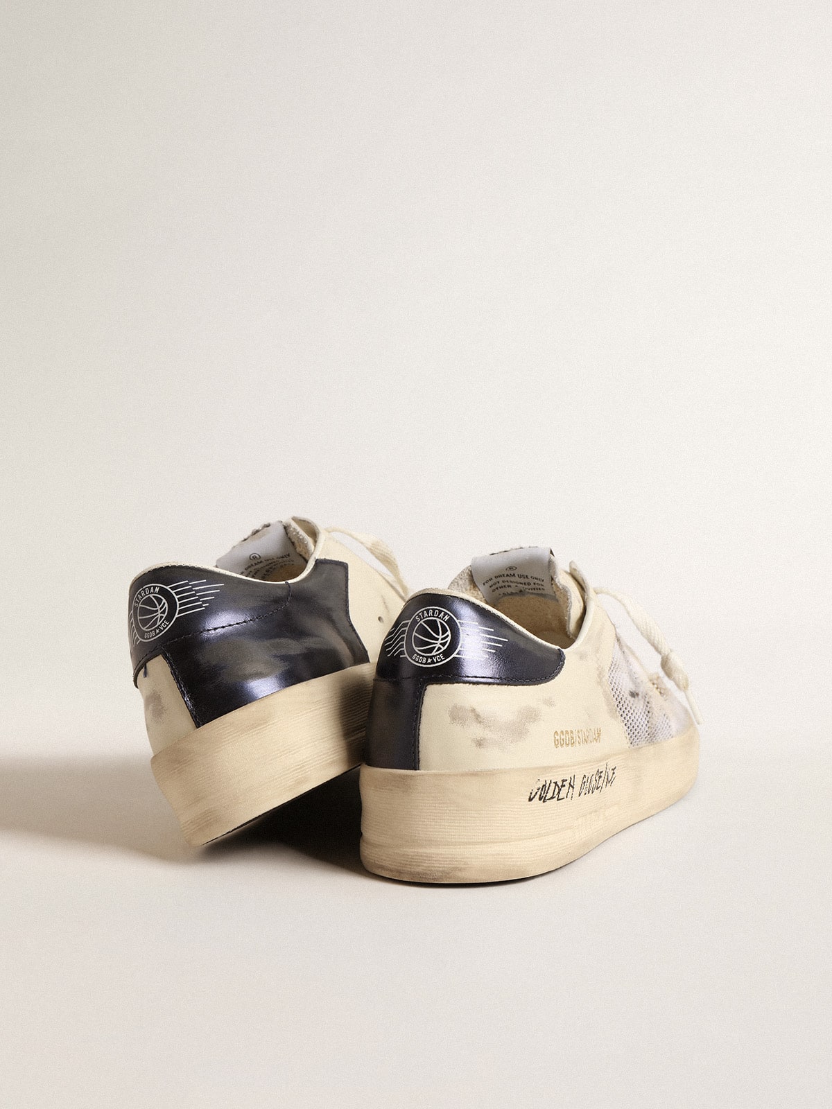 Stardan in white leather and mesh with white leather star - Golden Goose Men