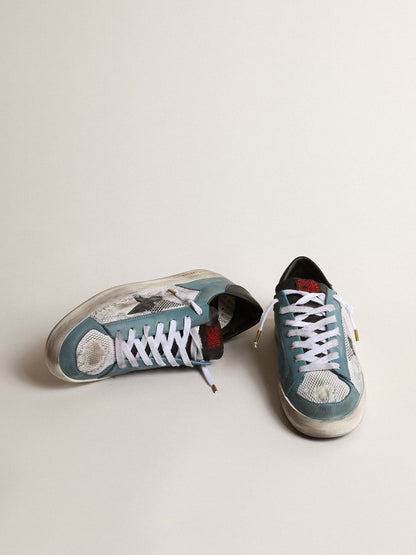 Men's Stardan in distressed mesh and petrol-colored upper - Golden Goose Men