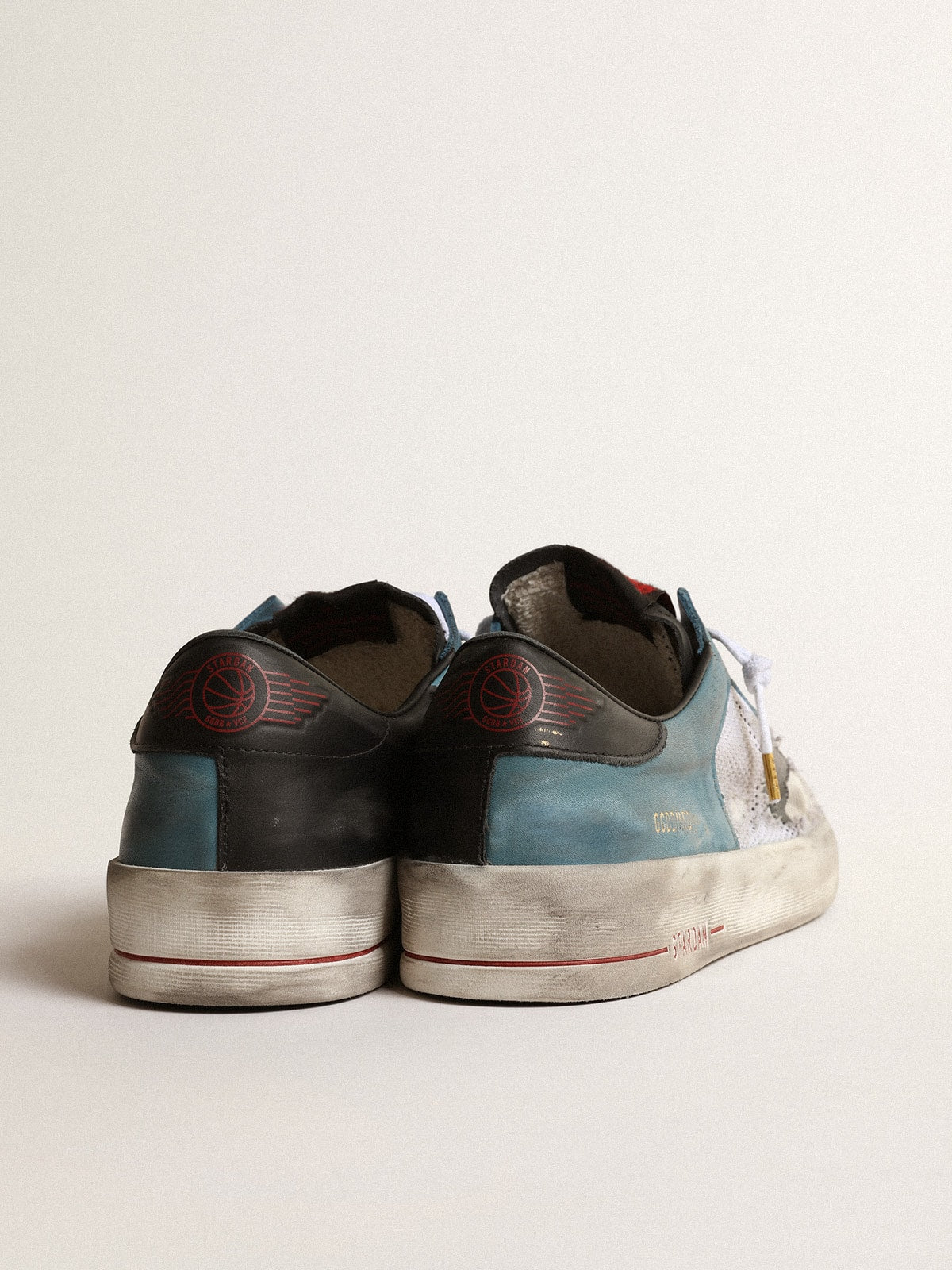 Men's Stardan in distressed mesh and petrol-colored upper - Golden Goose Men