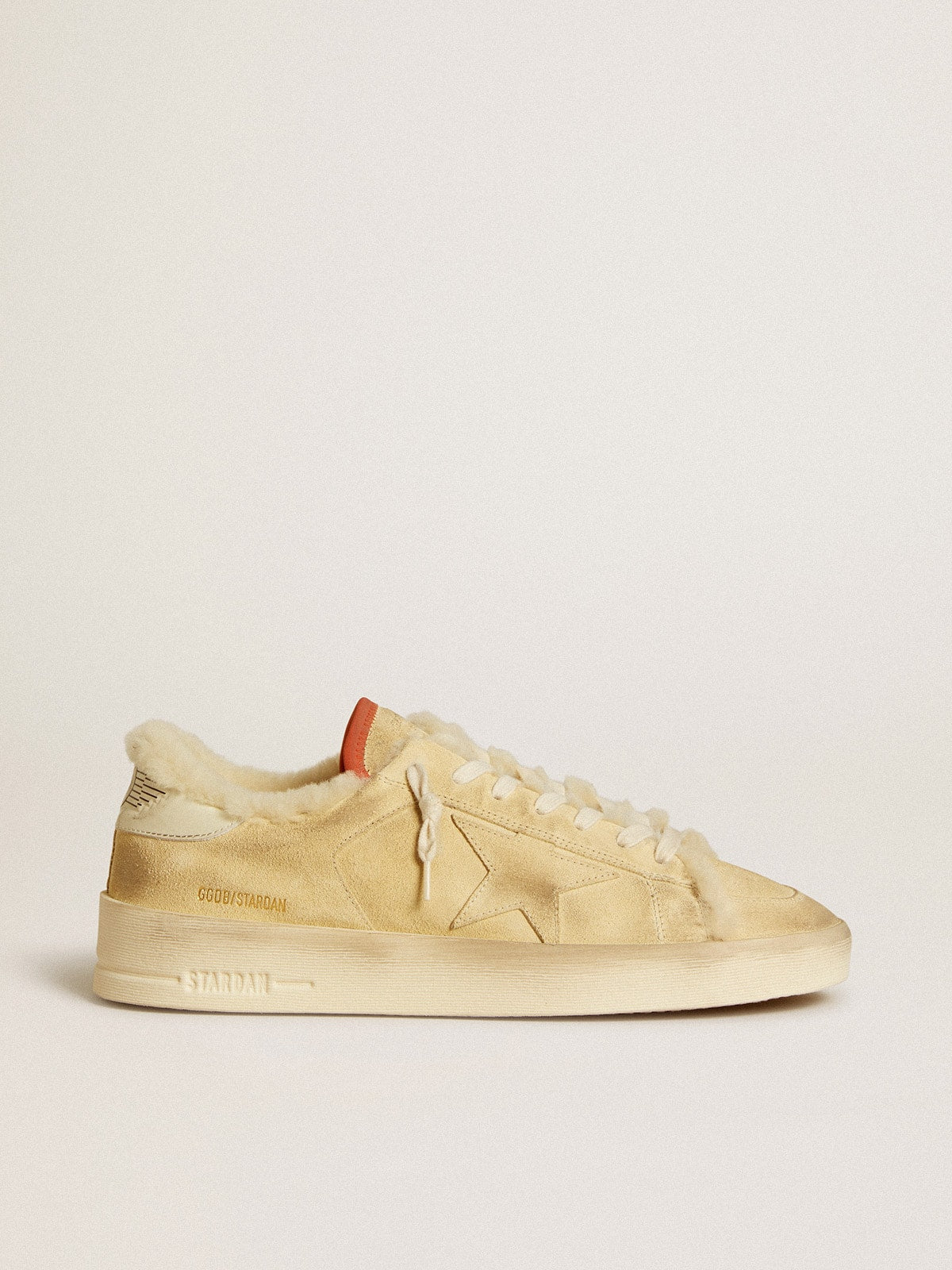 Stardan in beige suede with leather heel tab and shearling lining - Golden Goose Men