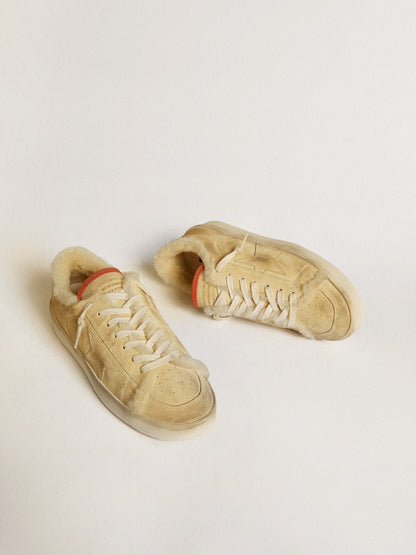 Stardan in beige suede with leather heel tab and shearling lining - Golden Goose Men