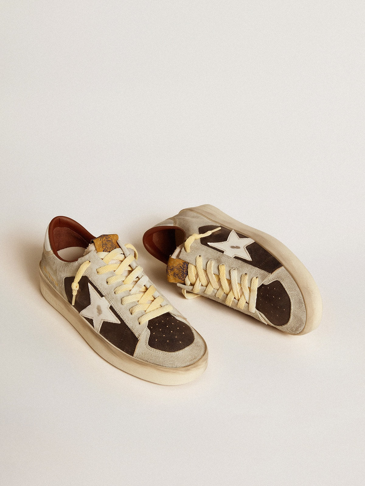 Men's Stardan in suede and leather with leather star and metallic heel tab - Golden Goose Men