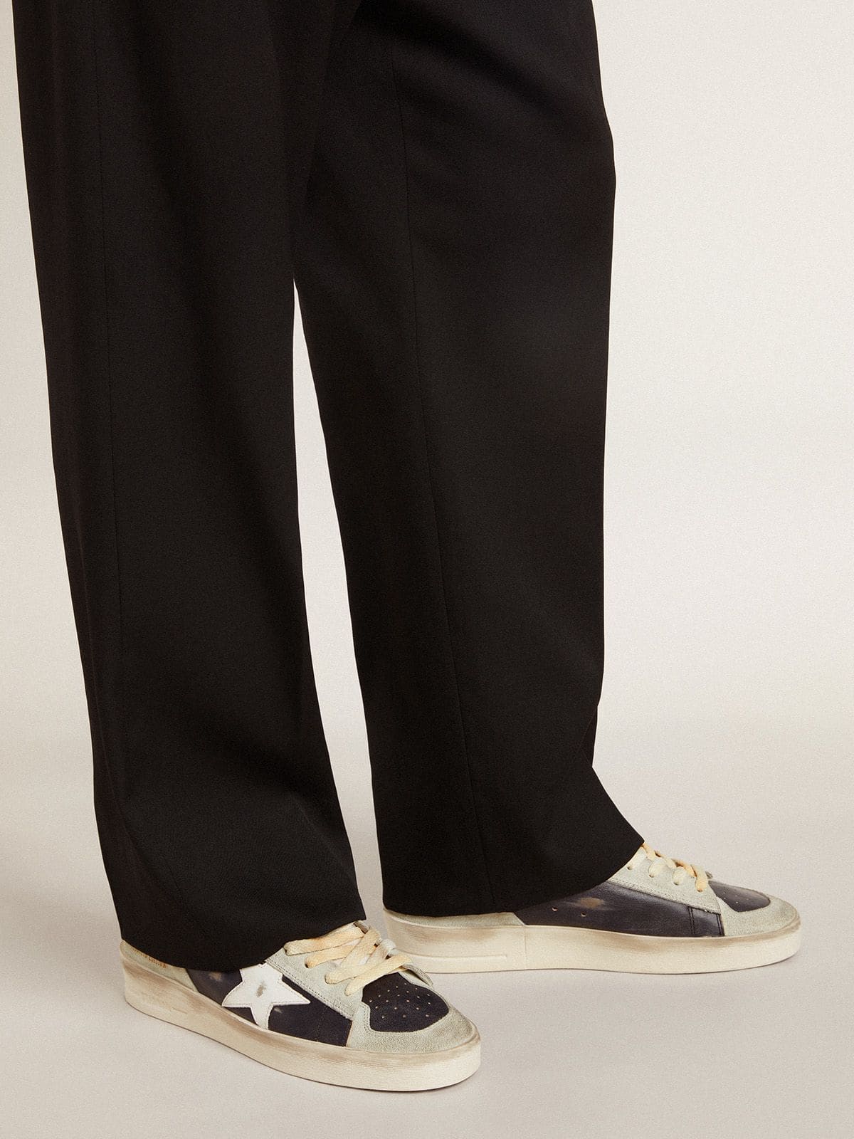 Men's Stardan in suede and leather with leather star and metallic heel tab - Golden Goose Men