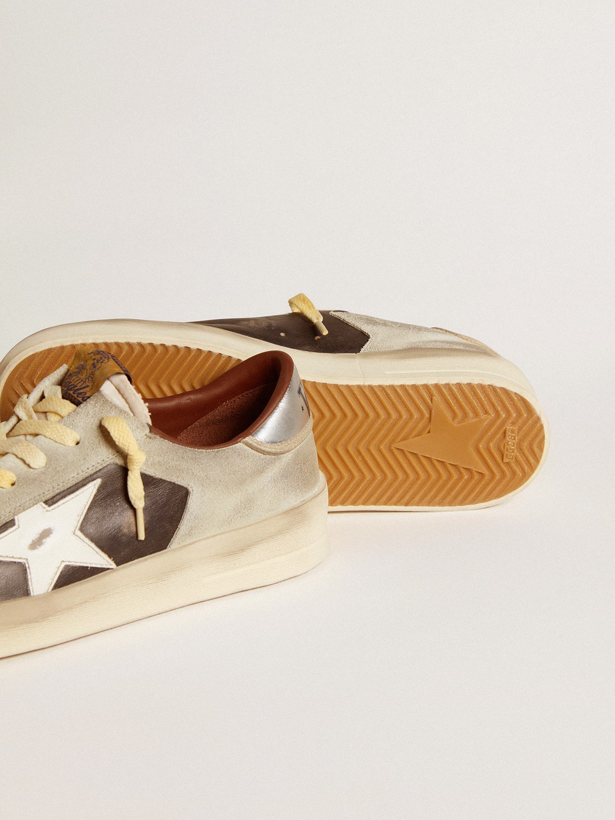 Men's Stardan in suede and leather with leather star and metallic heel tab - Golden Goose Men