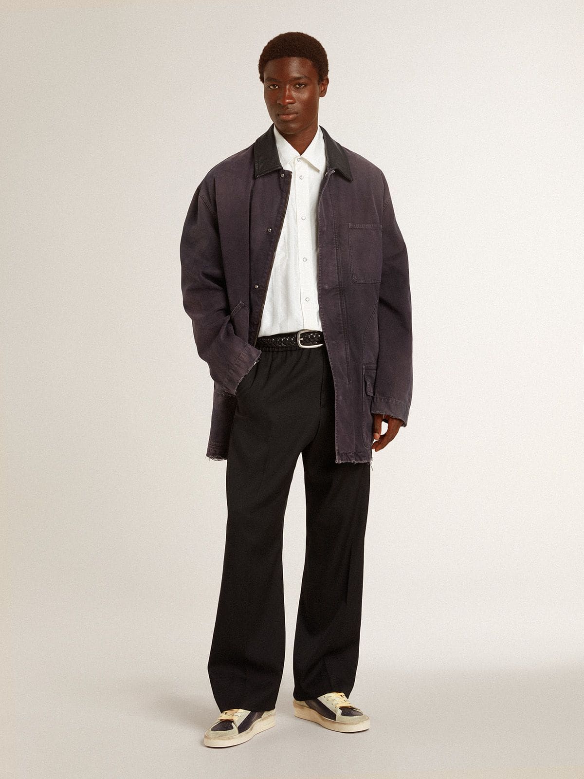 Men's Stardan in suede and leather with leather star and metallic heel tab - Golden Goose Men