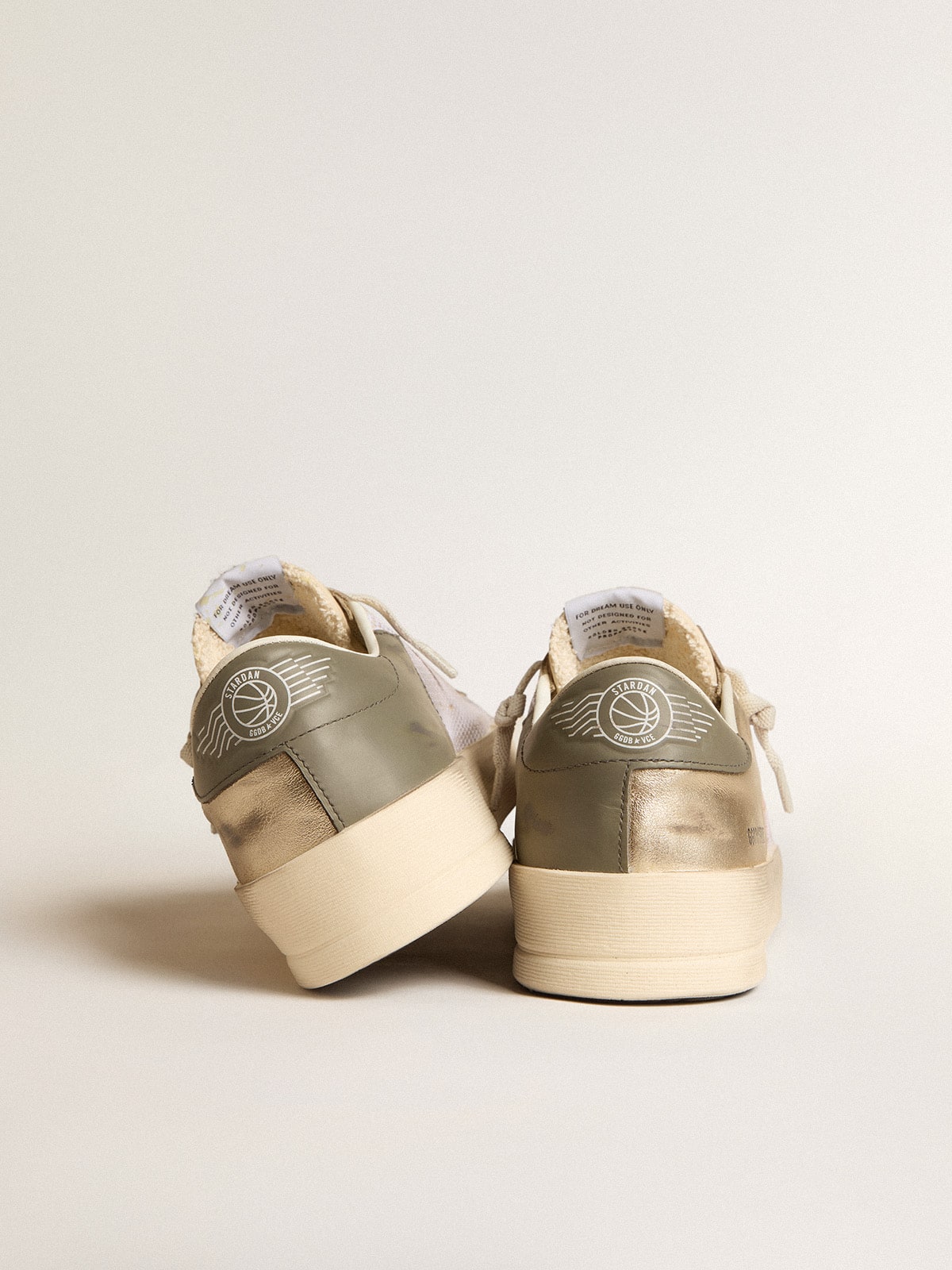 Stardan in white mesh with orange star and platinum leather inserts - Golden Goose Men