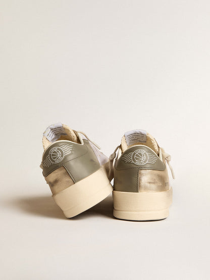 Stardan in white mesh with orange star and platinum leather inserts - Golden Goose Men