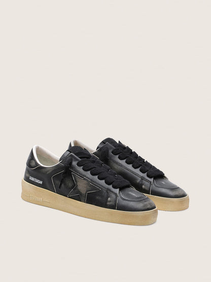 Men's Stardan in black leather with black leather star and heel tab - Golden Goose Men