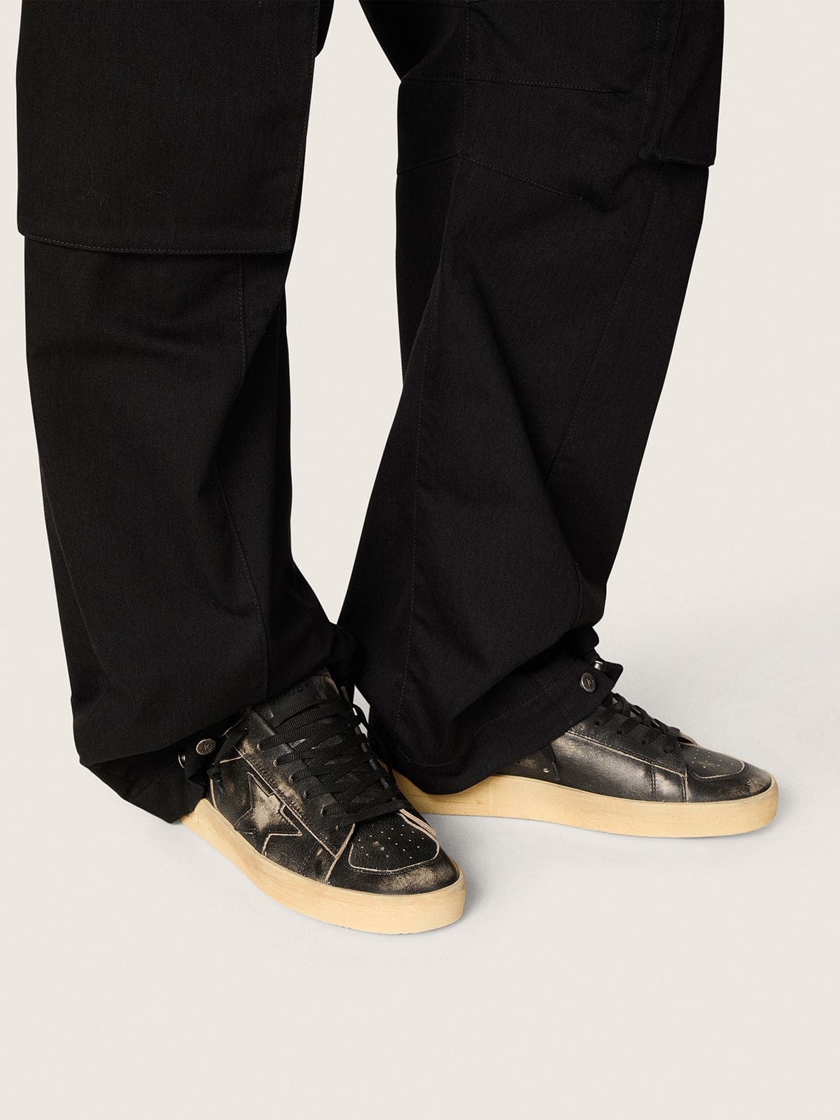 Men's Stardan in black leather with black leather star and heel tab - Golden Goose Men