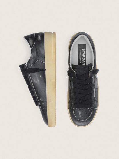 Men's Stardan in black leather with black leather star and heel tab - Golden Goose Men