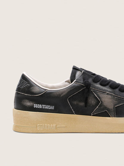 Men's Stardan in black leather with black leather star and heel tab - Golden Goose Men