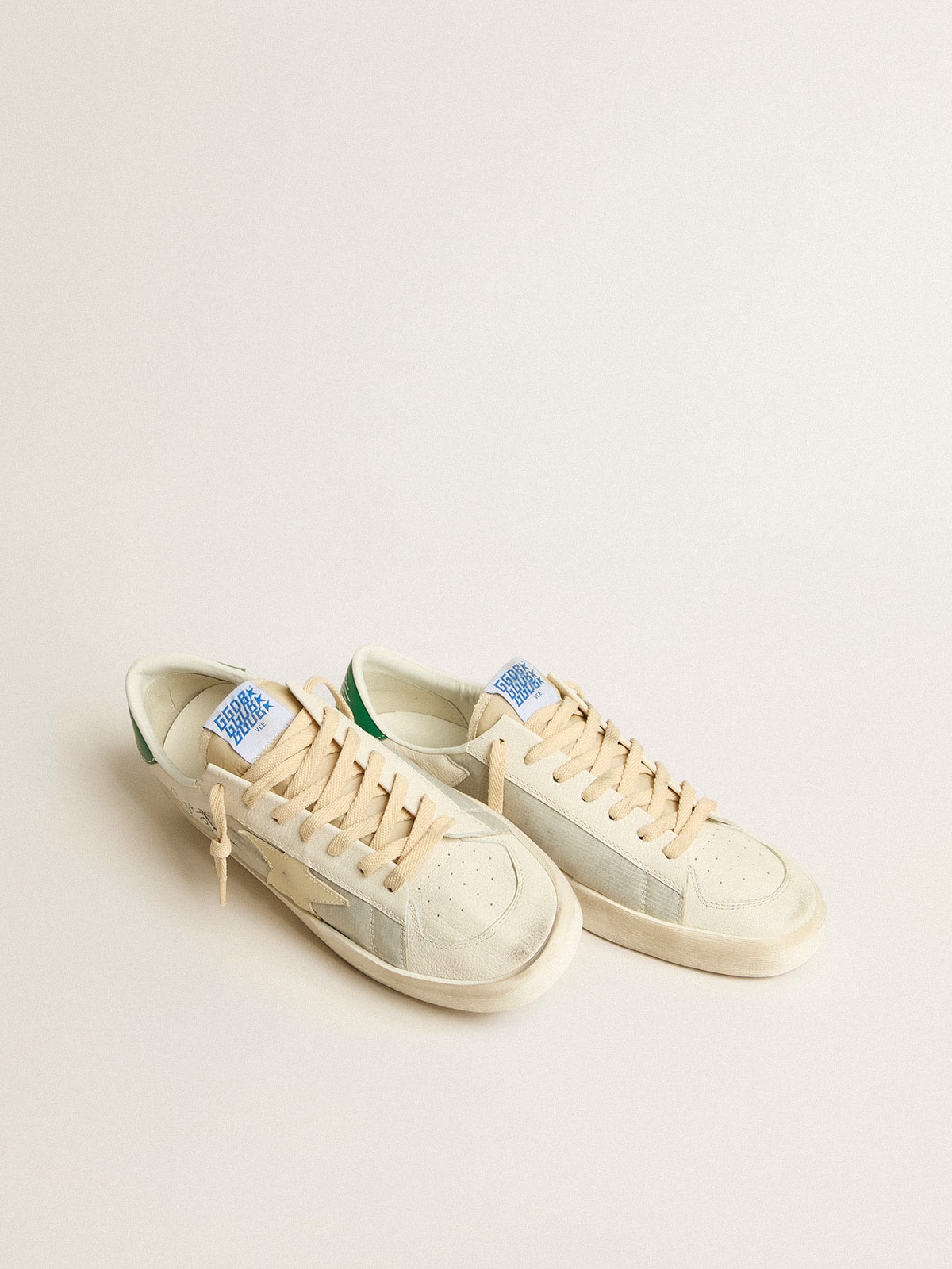 Stardan in white nappa leather with cream-colored leather star - Golden Goose Men