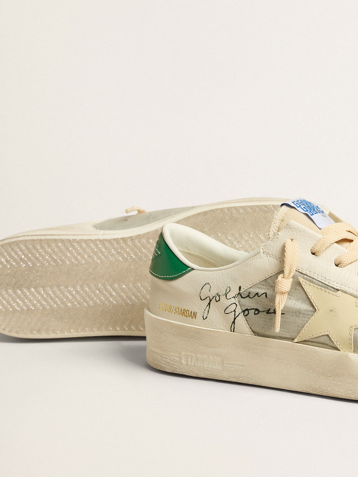 Stardan in white nappa leather with cream-colored leather star - Golden Goose Men