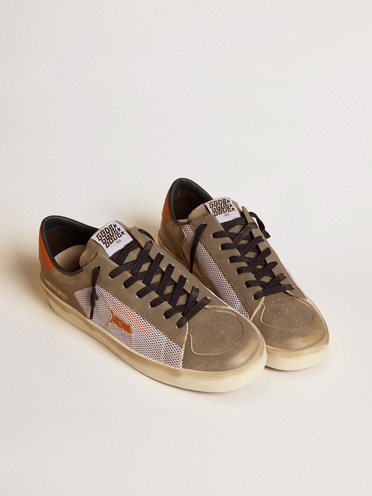 Stardan LTD in gray leather and mesh with leather star and heel tab - Golden Goose Men