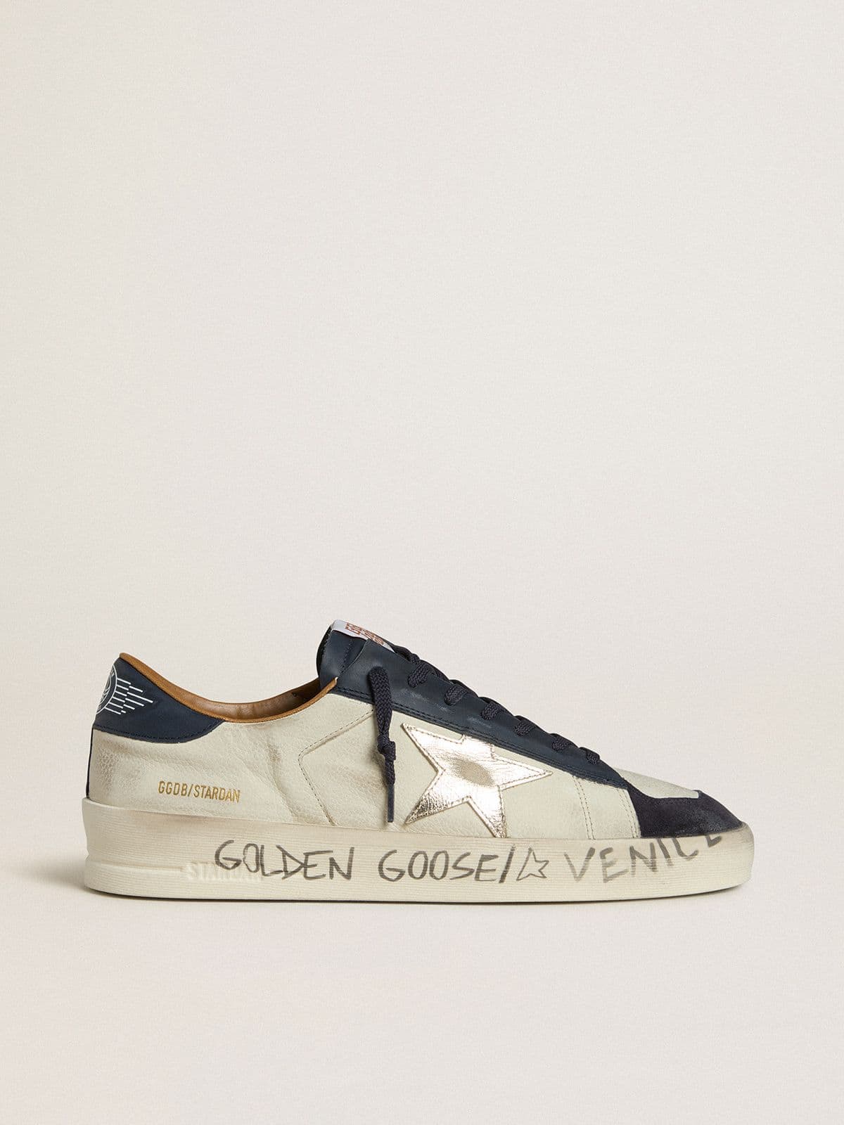 Men's Stardan in nubuck with metallic leather star and blue nappa heel tab - Golden Goose Men