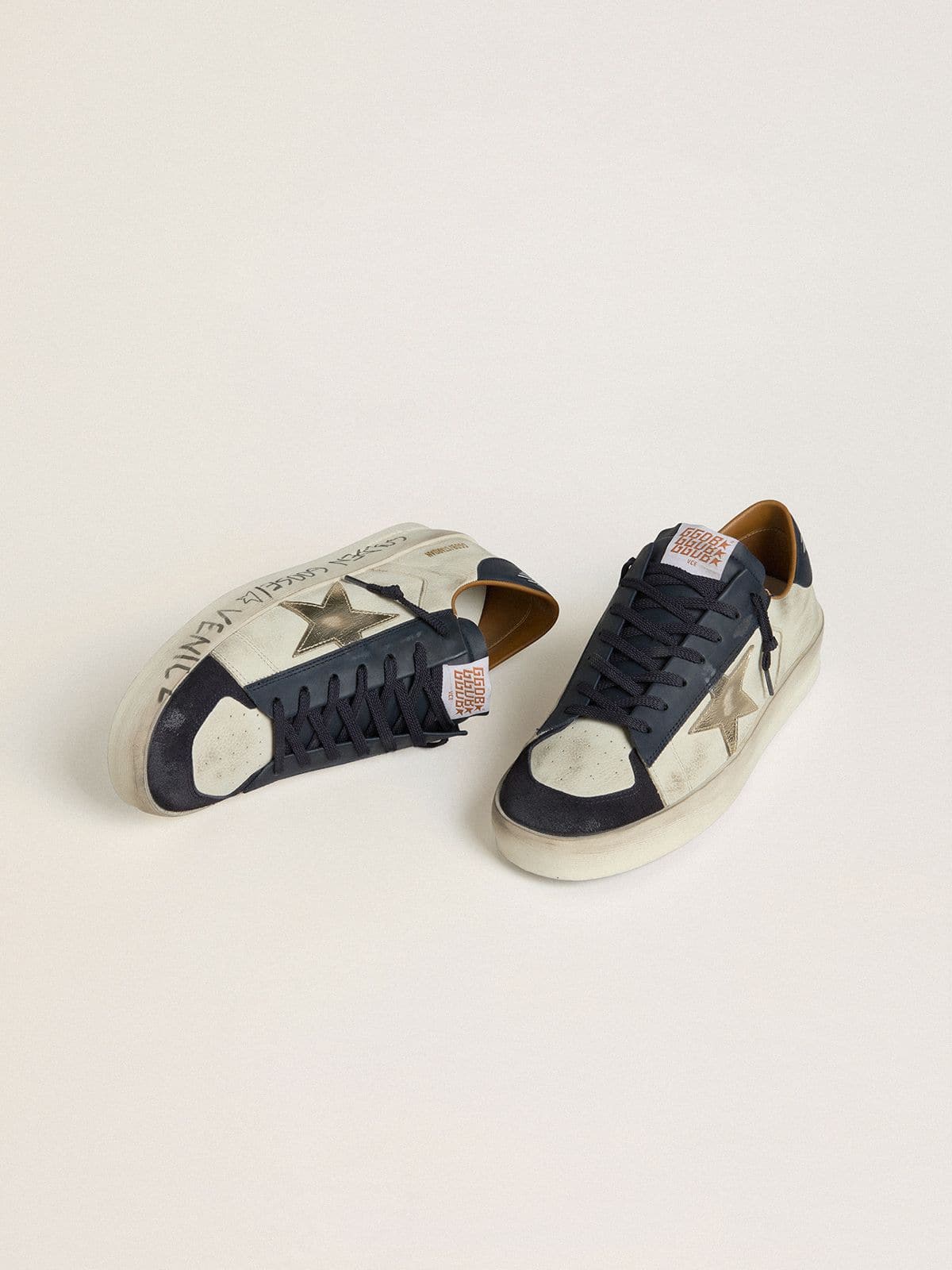 Men's Stardan in nubuck with metallic leather star and blue nappa heel tab - Golden Goose Men