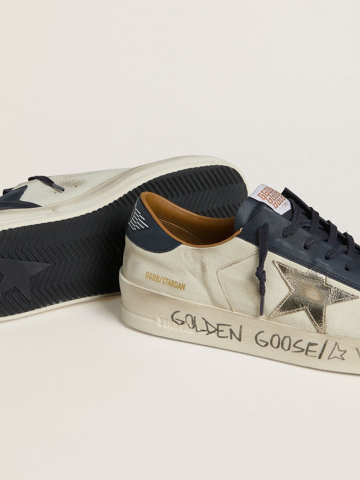 Men's Stardan in nubuck with metallic leather star and blue nappa heel tab - Golden Goose Men