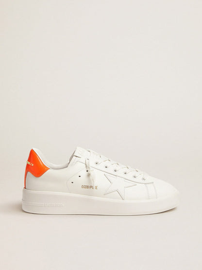 White Purestar sneakers with fluorescent orange heel tab - Golden Goose Men
