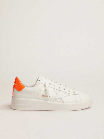White Purestar sneakers with fluorescent orange heel tab - Golden Goose Men