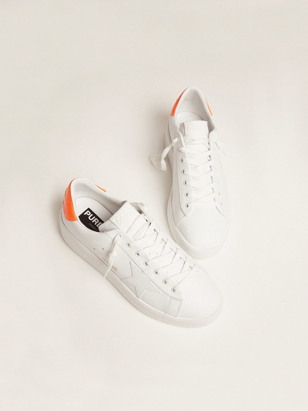 White Purestar sneakers with fluorescent orange heel tab - Golden Goose Men