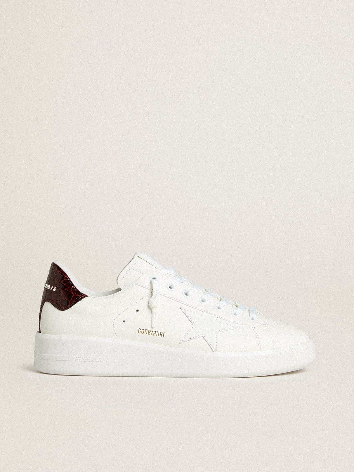 Men’s Purestar with white leather star and burgundy croc-print leather heel tab - Golden Goose Men