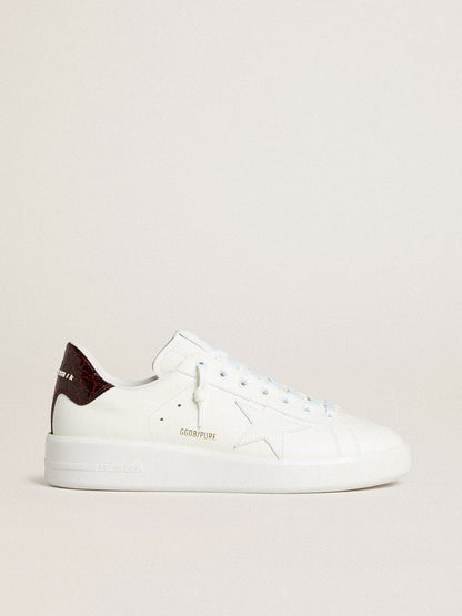Men’s Purestar with white leather star and burgundy croc-print leather heel tab - Golden Goose Men