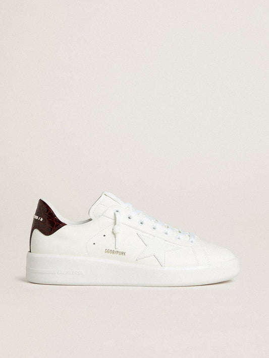 Men’s Purestar with white leather star and burgundy croc-print leather heel tab - Golden Goose Men