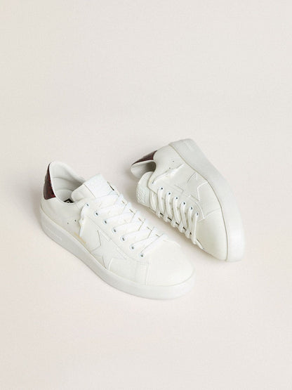 Men’s Purestar with white leather star and burgundy croc-print leather heel tab - Golden Goose Men