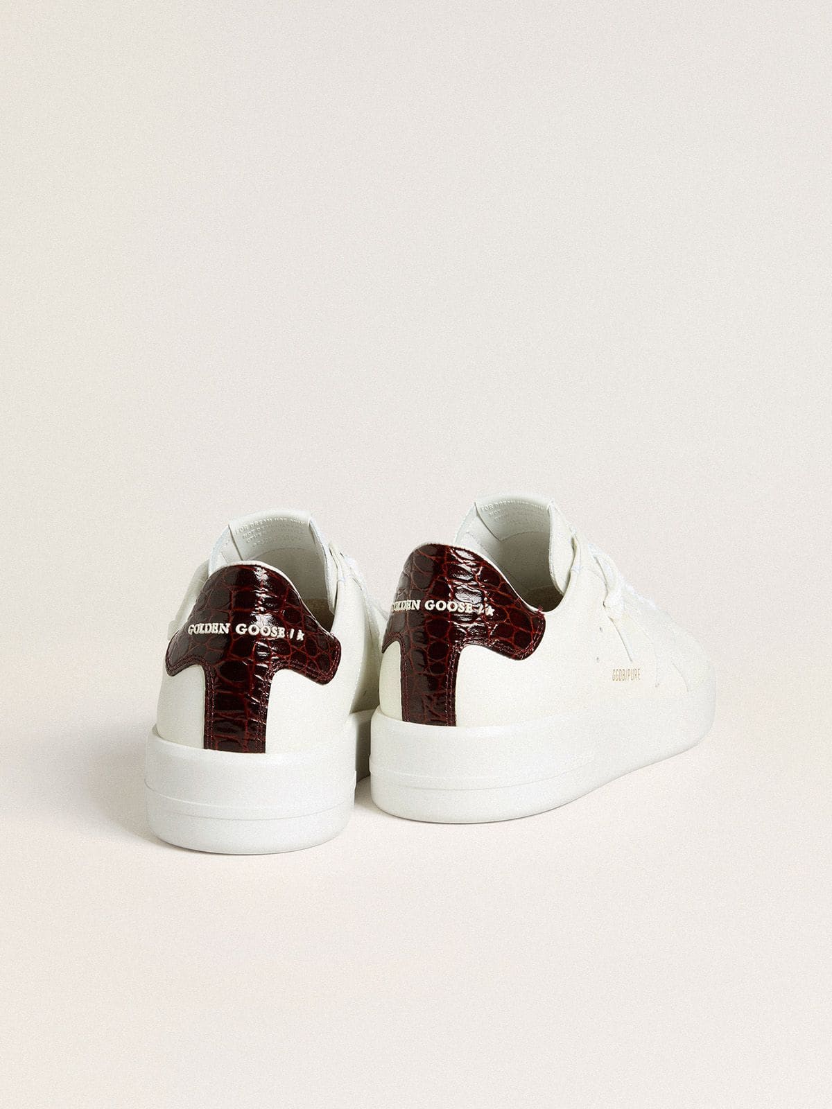 Men’s Purestar with white leather star and burgundy croc-print leather heel tab - Golden Goose Men