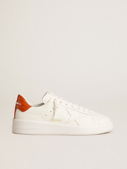 Men's Purestar with white leather star and orange heel tab - Golden Goose Men