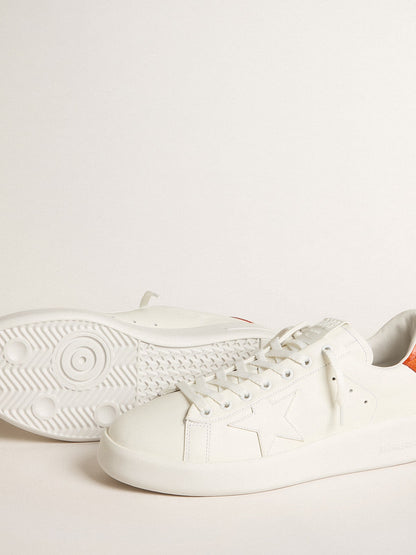 Men's Purestar with white leather star and orange heel tab - Golden Goose Men