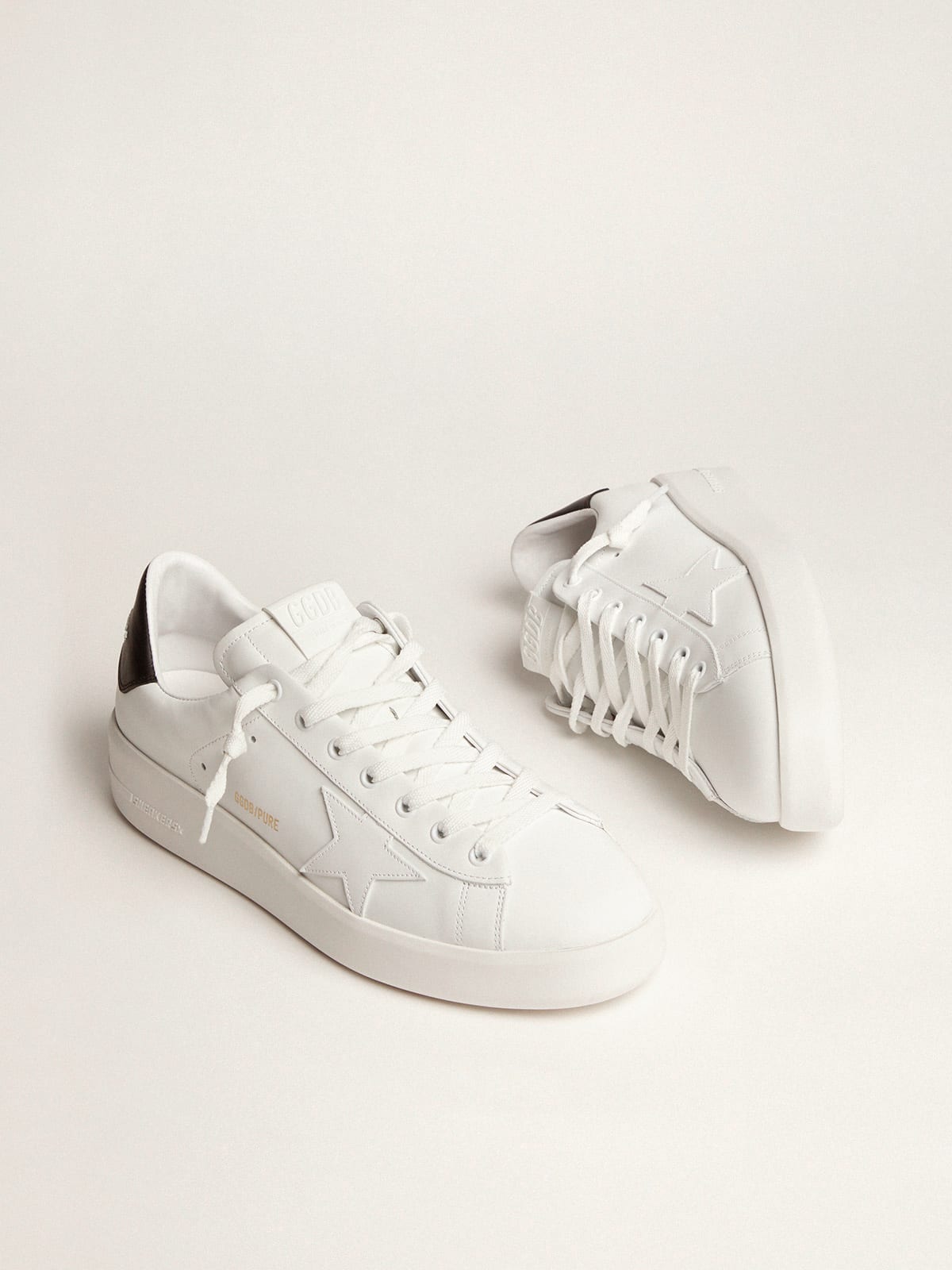 Men's Purestar with leather star and black leather heel tab - Golden Goose Men