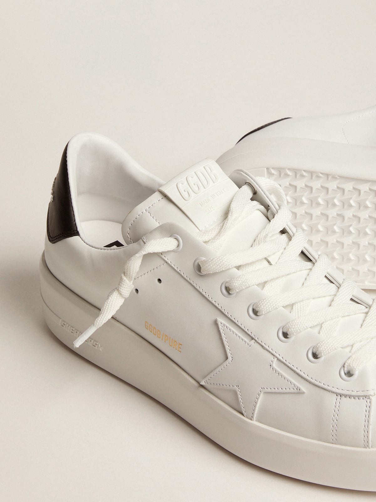Men's Purestar with leather star and black leather heel tab - Golden Goose Men