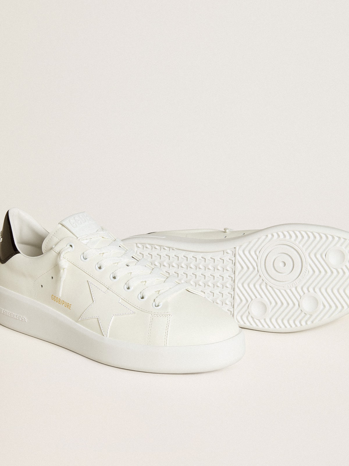 Men’s Purestar with leather star and black patent leather heel tab - Golden Goose Men