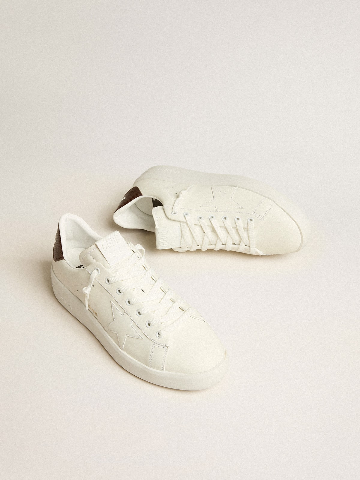 Purestar with white star and burgundy lizard-print heel tab - Golden Goose Men