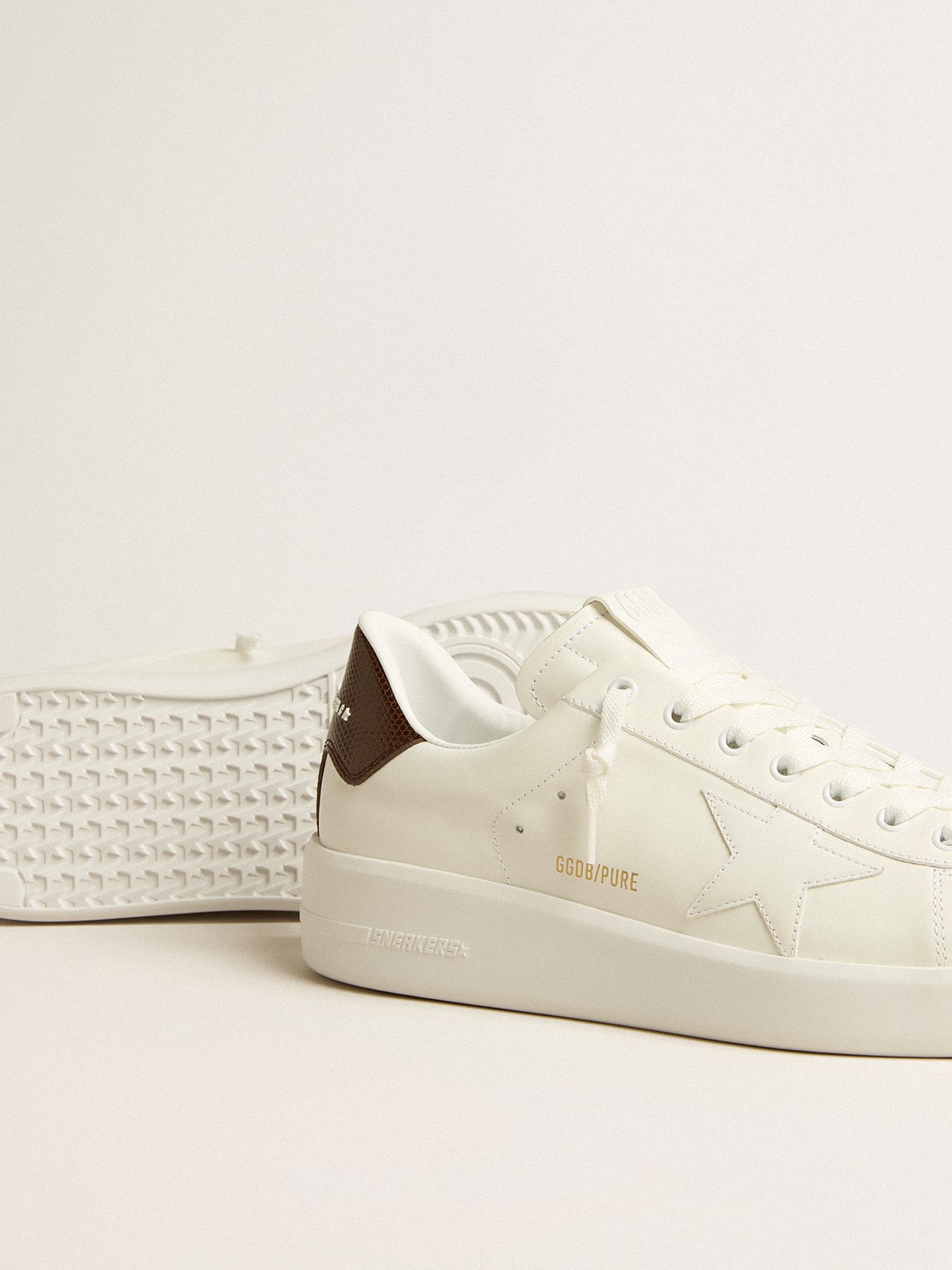 Purestar with white star and burgundy lizard-print heel tab - Golden Goose Men