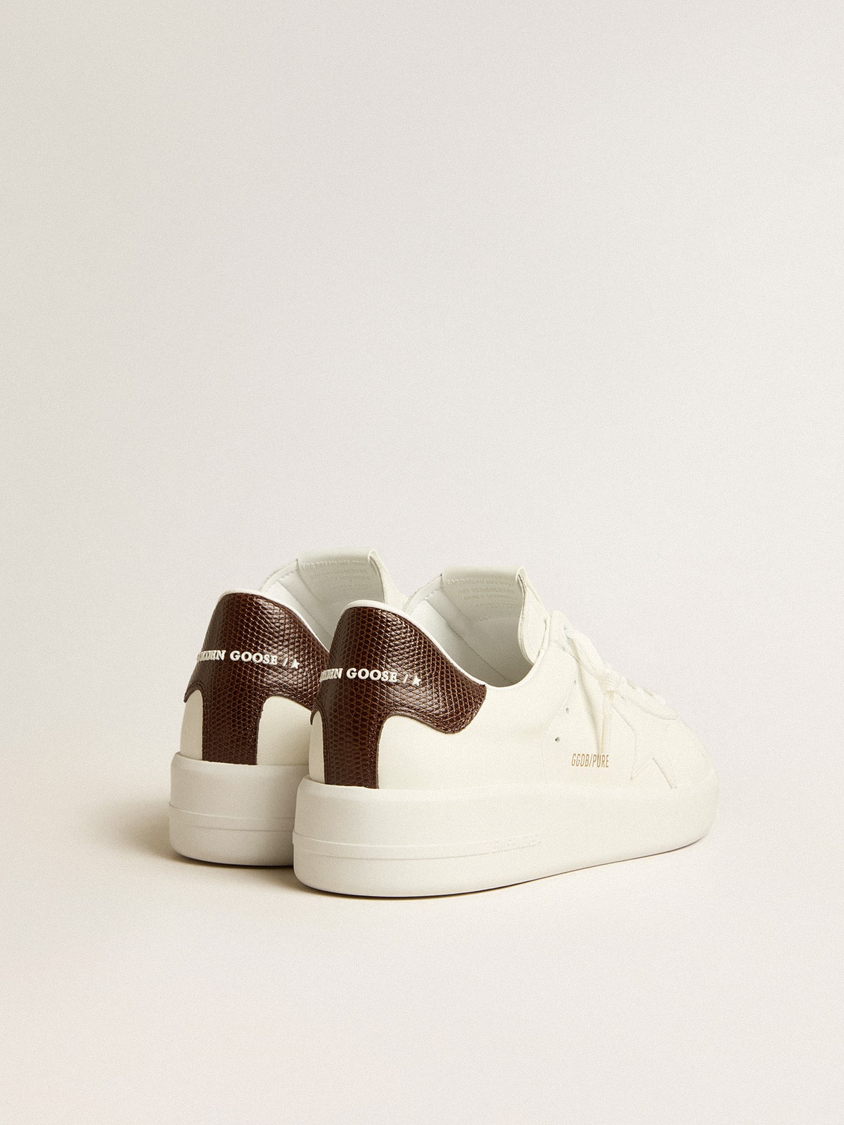 Purestar with white star and burgundy lizard-print heel tab - Golden Goose Men