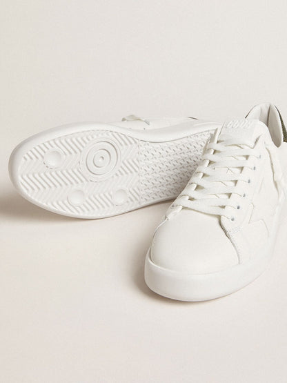 Men's Purestar with white leather star and dark green heel tab - Golden Goose Men