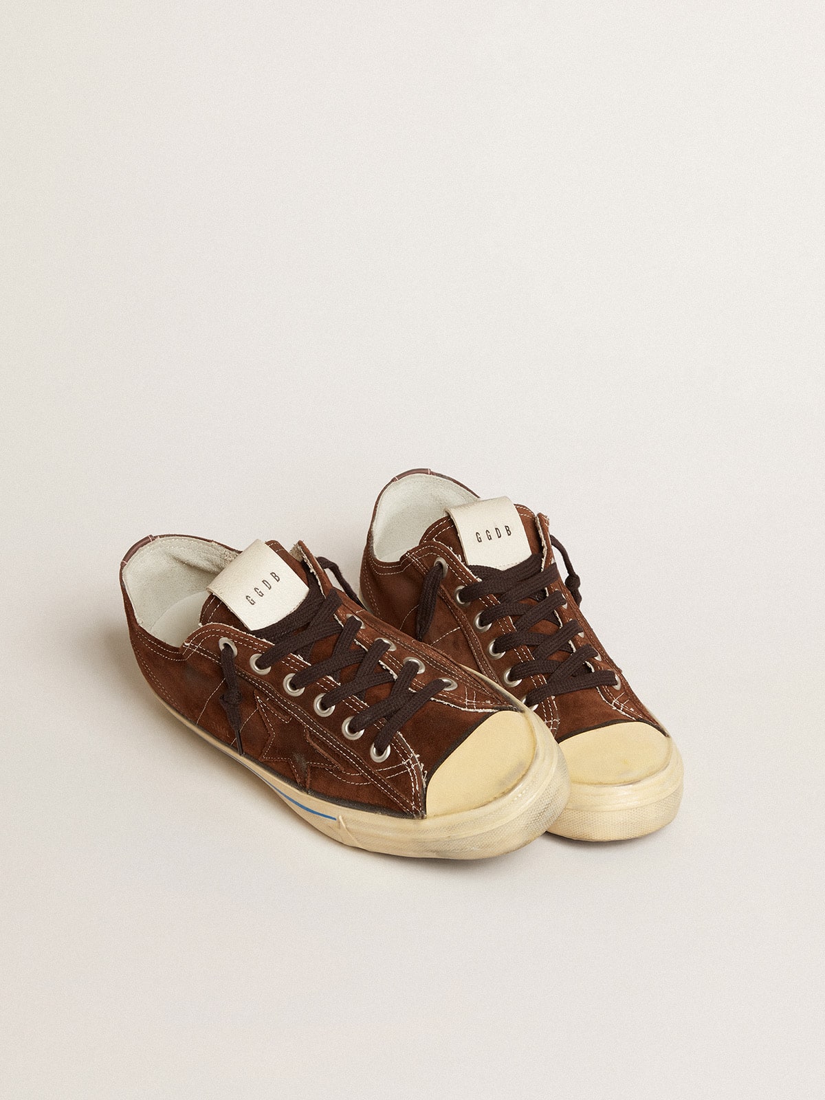 Men's V-Star LTD sneakers in dark brown suede with tone-on-tone star - Golden Goose Men