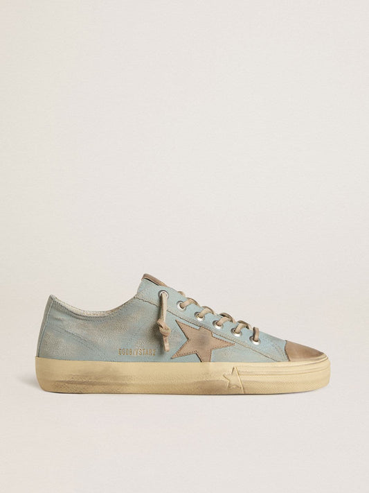 Men's V-Star in light blue canvas with dove-gray leather star - Golden Goose Men