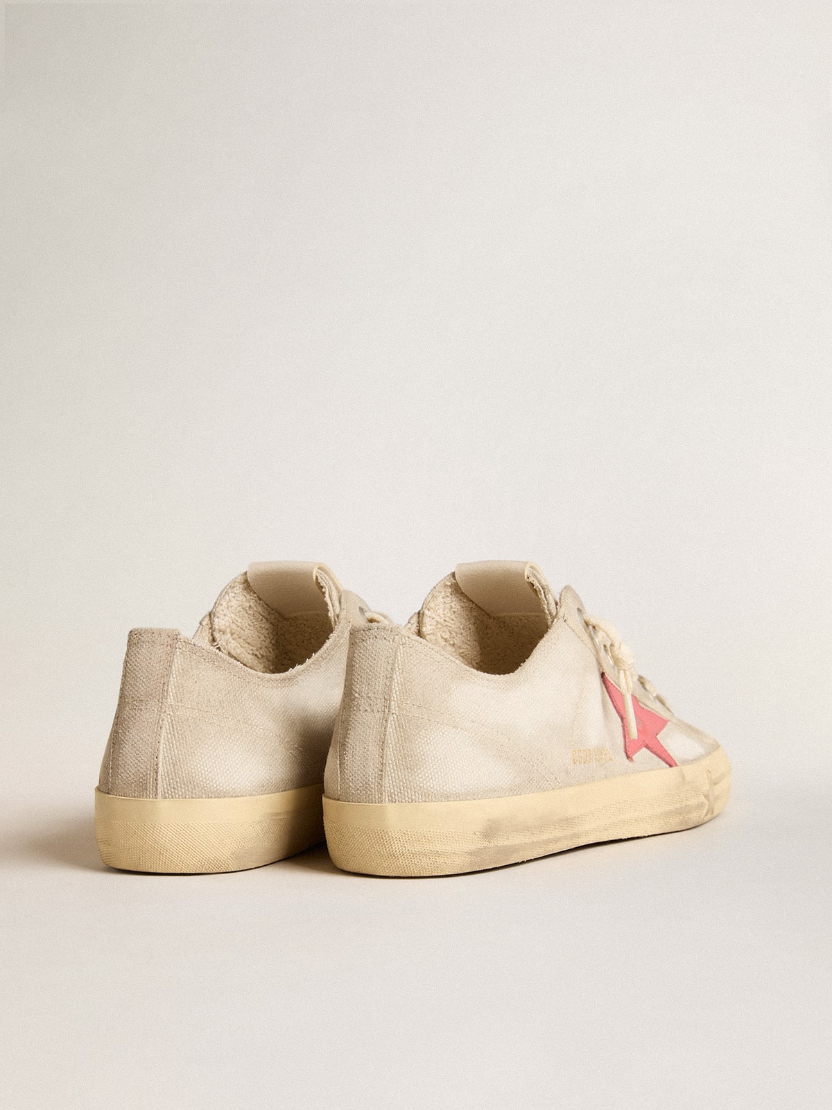 Men's V-Star in light gray canvas with a red leather star - Golden Goose Men